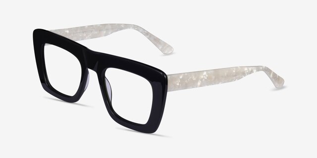 Planetary Dark Green White AcetateEyeglass Frames from EyeBuyDirect, Angle View