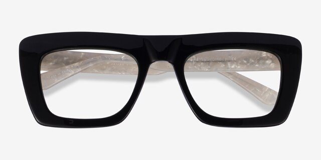 Planetary Dark Green White AcetateEyeglass Frames from EyeBuyDirect, Closed View