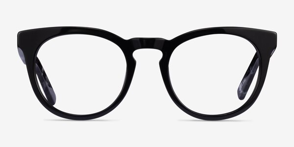 Lush Black Floral Acetate Eyeglass Frames