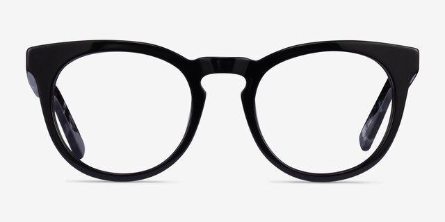 Lush Black Floral AcetateEyeglass Frames from EyeBuyDirect, Front View