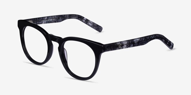 Lush Black Floral AcetateEyeglass Frames from EyeBuyDirect, Angle View