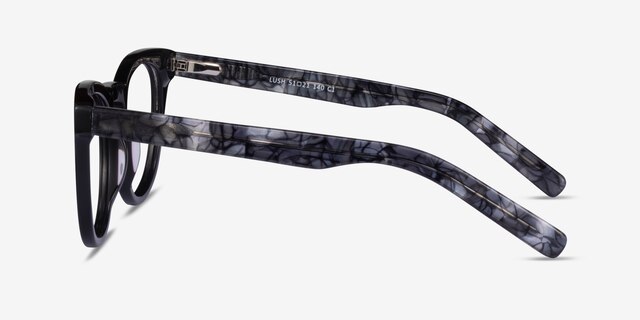 Lush Black Floral AcetateEyeglass Frames from EyeBuyDirect, Side View