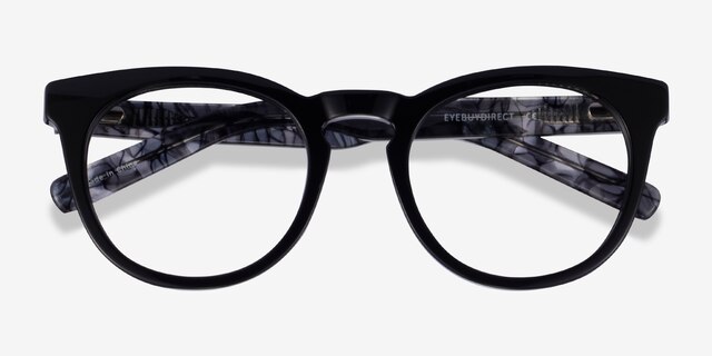 Lush Black Floral AcetateEyeglass Frames from EyeBuyDirect, Closed View