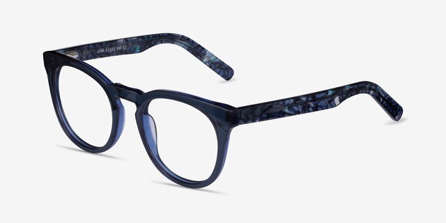 Lush Cear Blue Floral AcétateMontures de lunettes de vue d'EyeBuyDirect, Vue d'Angle