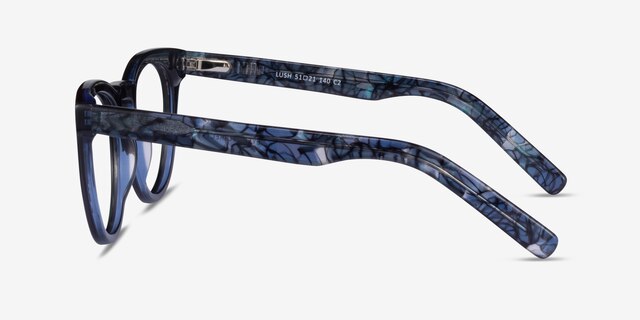 Lush Cear Blue Floral AcétateMontures de lunettes de vue d'EyeBuyDirect, Vue de Côté