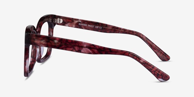 Boheme Shiny Red Floral AcetateEyeglass Frames from EyeBuyDirect, Side View