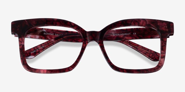 Boheme Shiny Red Floral AcetateEyeglass Frames from EyeBuyDirect, Closed View