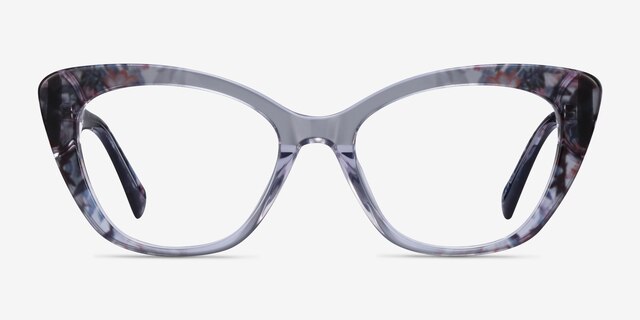 Vivi Clear Gray Floral AcetateEyeglass Frames from EyeBuyDirect, Front View