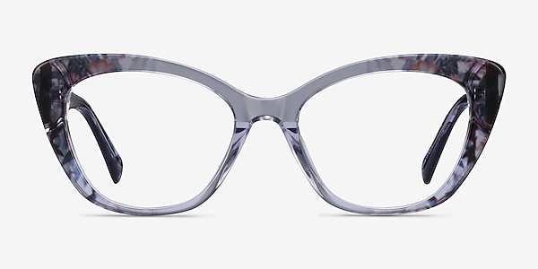 Vivi Clear Gray Floral Acetate Eyeglass Frames