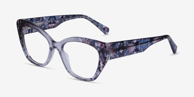 Vivi Clear Gray Floral AcetateEyeglass Frames from EyeBuyDirect, Angle View
