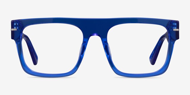 Chet Transparent Blue AcetateEyeglass Frames from EyeBuyDirect, Front View