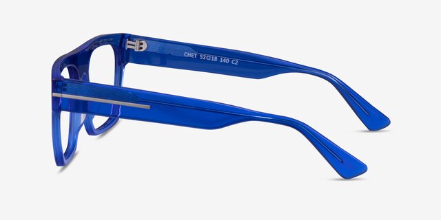 Chet Transparent Blue AcetateEyeglass Frames from EyeBuyDirect, Side View