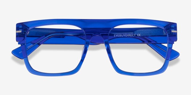 Chet Transparent Blue AcetateEyeglass Frames from EyeBuyDirect, Closed View