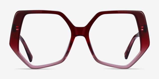 Feliz Burgundy Clear AcetateEyeglass Frames from EyeBuyDirect, Front View