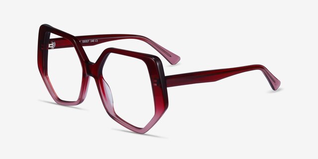 Feliz Burgundy Clear AcetateEyeglass Frames from EyeBuyDirect, Angle View