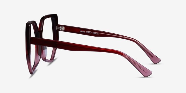 Feliz Burgundy Clear AcetateEyeglass Frames from EyeBuyDirect, Side View