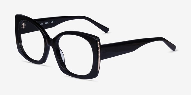 Prawl Black AcetateEyeglass Frames from EyeBuyDirect, Angle View
