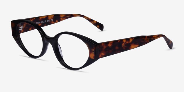 Vesta Black Tortoise AcetateEyeglass Frames from EyeBuyDirect, Angle View