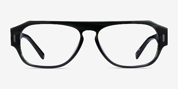 Tempo Green Striped Acetate Eyeglass Frames