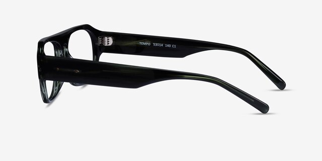 Tempo Green Striped AcetateEyeglass Frames from EyeBuyDirect, Side View