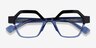 Hexed Black Clear Blue AcetateEyeglass Frames from EyeBuyDirect, Closed View
