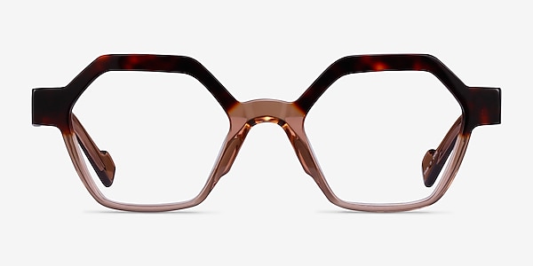 Hexed Tortoise Clear Brown Acetate Eyeglass Frames