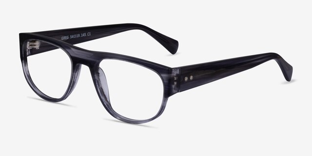 Greg Blue Striped AcetateEyeglass Frames from EyeBuyDirect, Angle View