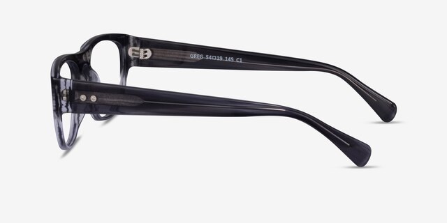 Greg Blue Striped AcetateEyeglass Frames from EyeBuyDirect, Side View