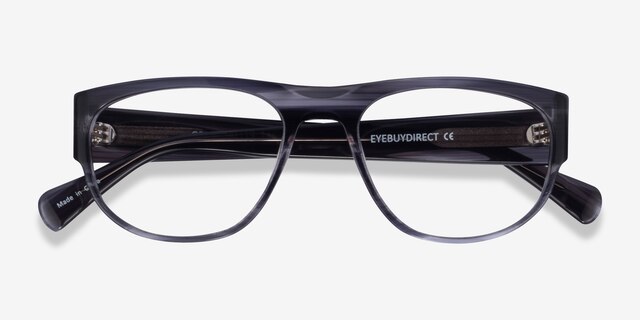 Greg Blue Striped AcetateEyeglass Frames from EyeBuyDirect, Closed View