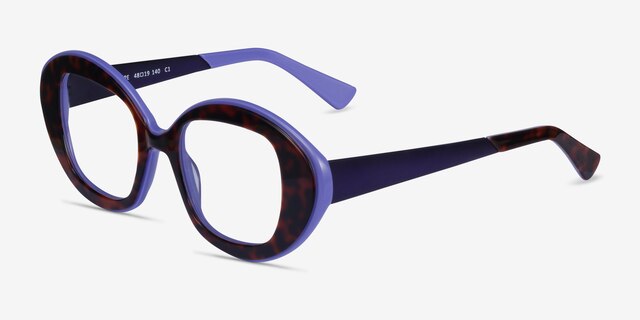 Troupe Tortoise Purple AcétateMontures de lunettes de vue d'EyeBuyDirect, Vue d'Angle