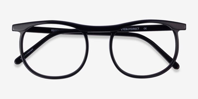 Regent Black AcetateEyeglass Frames from EyeBuyDirect, Closed View