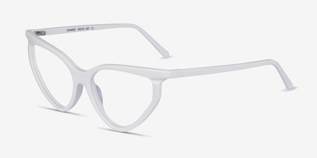 Siamese White AcetateEyeglass Frames from EyeBuyDirect, Angle View
