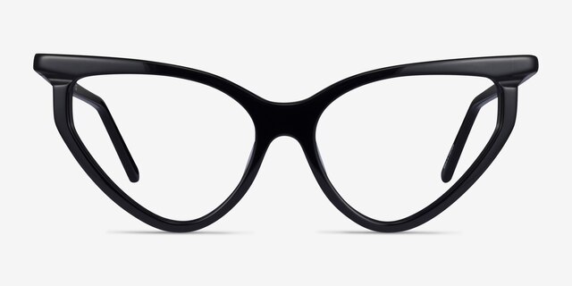 Siamese Black AcetateEyeglass Frames from EyeBuyDirect, Front View