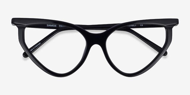 Siamese Black AcetateEyeglass Frames from EyeBuyDirect, Closed View