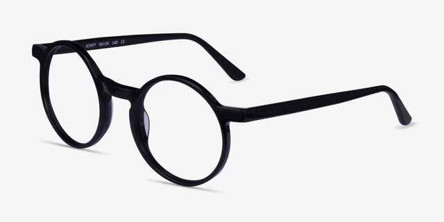 Script Black AcetateEyeglass Frames from EyeBuyDirect, Angle View