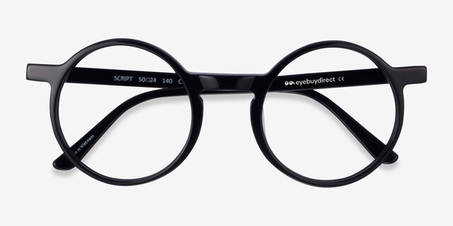 Script Black AcetateEyeglass Frames from EyeBuyDirect, Closed View