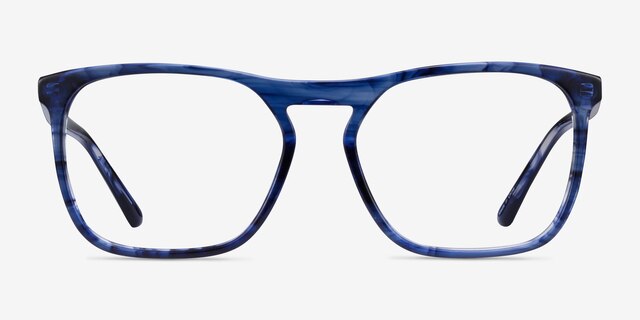 Amra Blue Striped AcetateEyeglass Frames from EyeBuyDirect, Front View