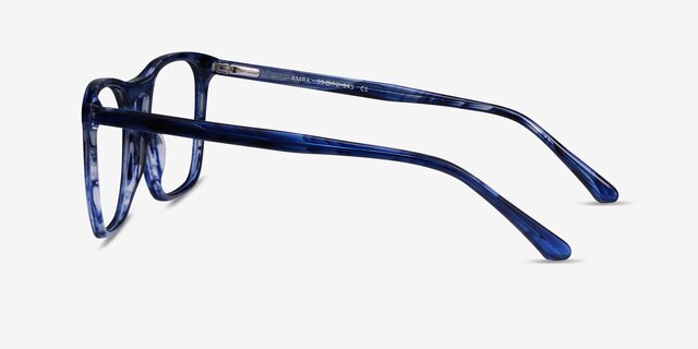 Amra Blue Striped AcetateEyeglass Frames from EyeBuyDirect, Side View