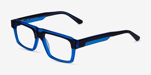 Sid Black Clear Blue AcetateEyeglass Frames from EyeBuyDirect, Angle View