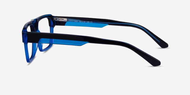 Sid Black Clear Blue AcetateEyeglass Frames from EyeBuyDirect, Side View