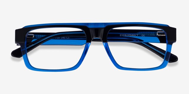 Sid Black Clear Blue AcetateEyeglass Frames from EyeBuyDirect, Closed View
