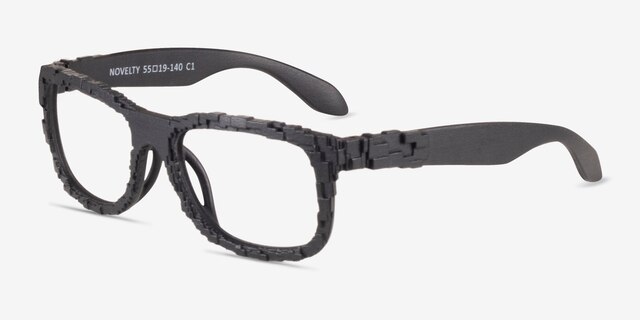 Novelty Black PlasticEyeglass Frames from EyeBuyDirect, Angle View