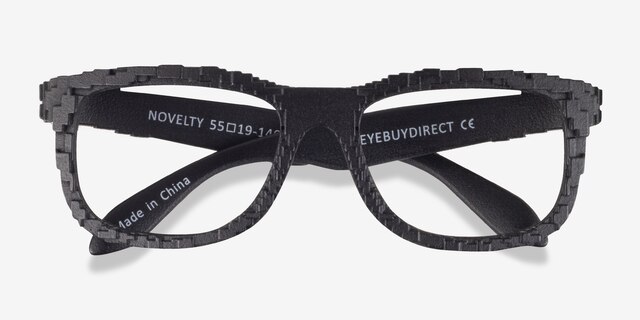 Novelty Black PlasticEyeglass Frames from EyeBuyDirect, Closed View