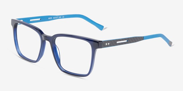 Mod Clear Blue AcetateEyeglass Frames from EyeBuyDirect, Angle View