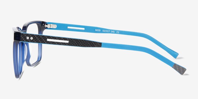 Mod Clear Blue AcetateEyeglass Frames from EyeBuyDirect, Side View