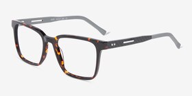 Mod Tortoise Gray Acétate Montures de lunettes de vue d'EyeBuyDirect, Vue d'Angle