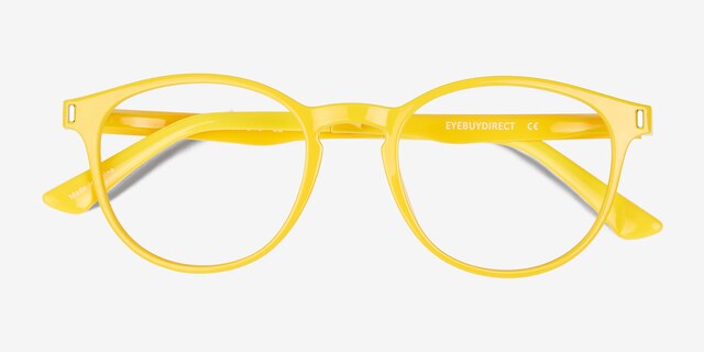 Boss Yellow PlasticEyeglass Frames from EyeBuyDirect, Closed View
