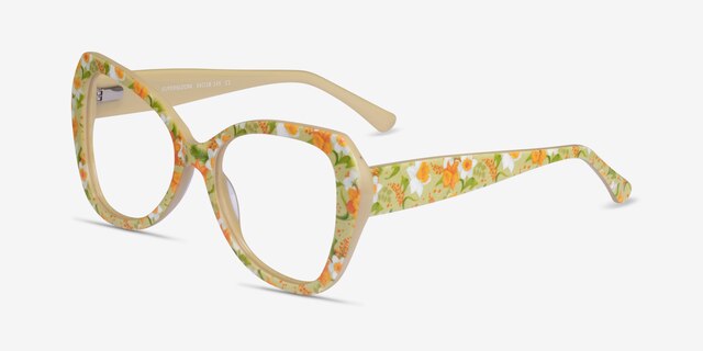 Superbloom Yellow Floral AcetateEyeglass Frames from EyeBuyDirect, Angle View