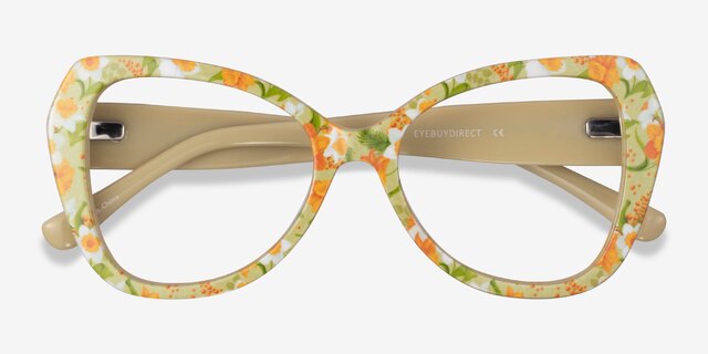 Superbloom Yellow Floral AcetateEyeglass Frames from EyeBuyDirect, Closed View