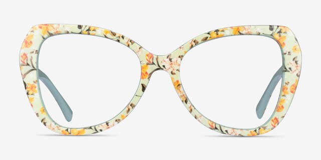 Superbloom Light Green Floral AcetateEyeglass Frames from EyeBuyDirect, Front View